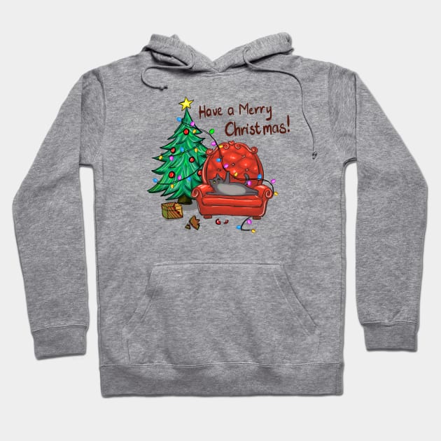 Have a Merry Christmas - Funny Christmas Cat Hoodie by Pop Cult Store